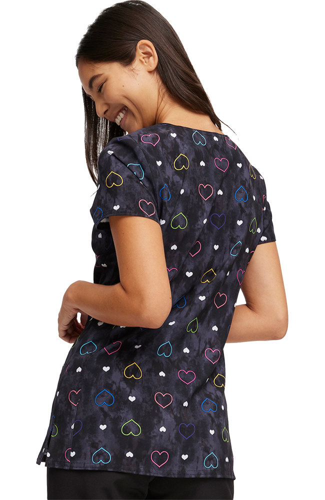 Women's Lovin Vibes Print Scrub Top Heartsoul Women's Lovin Vibes Print Scrub Top -Silverts-shop 2 ck hs723 print 650