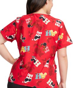 Cherokee Women's Mickey Holiday Cheer Print Scrub Top -Silverts-shop 2 ck tf614 print 650 3