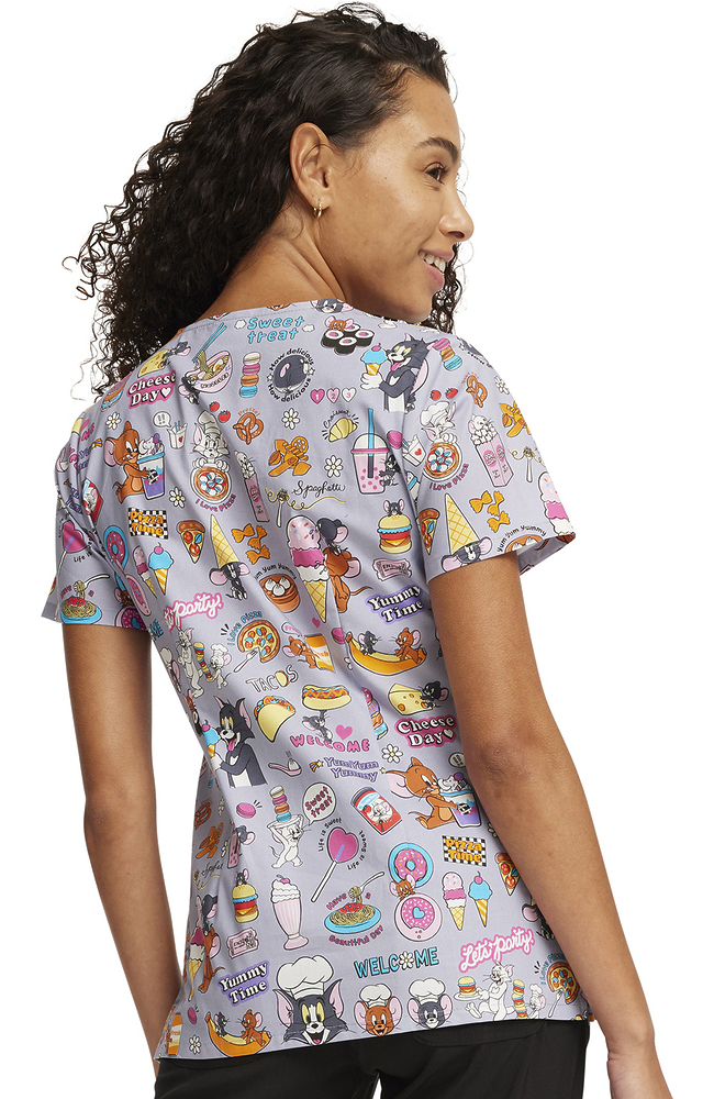 Women's Yum Yum Yummy Print Scrub Top Cherokee Women's Yum Yum Yummy Print Scrub Top -Silverts-shop 2 ck tf633 print 650