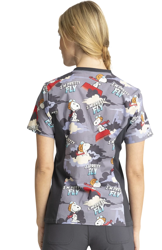 Cherokee Clearance Women's Beagle Patrol Print Scrub Top - Image 2