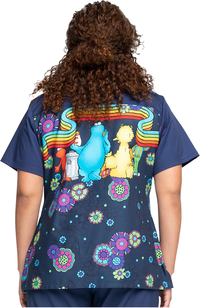 Cherokee Clearance Women's Coming Or Going Print Scrub Top - Image 2