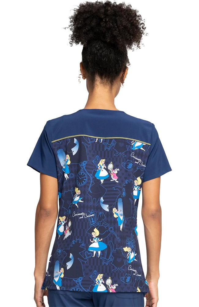 Cherokee Clearance Women's Curious Events Print Scrub Top - Image 2