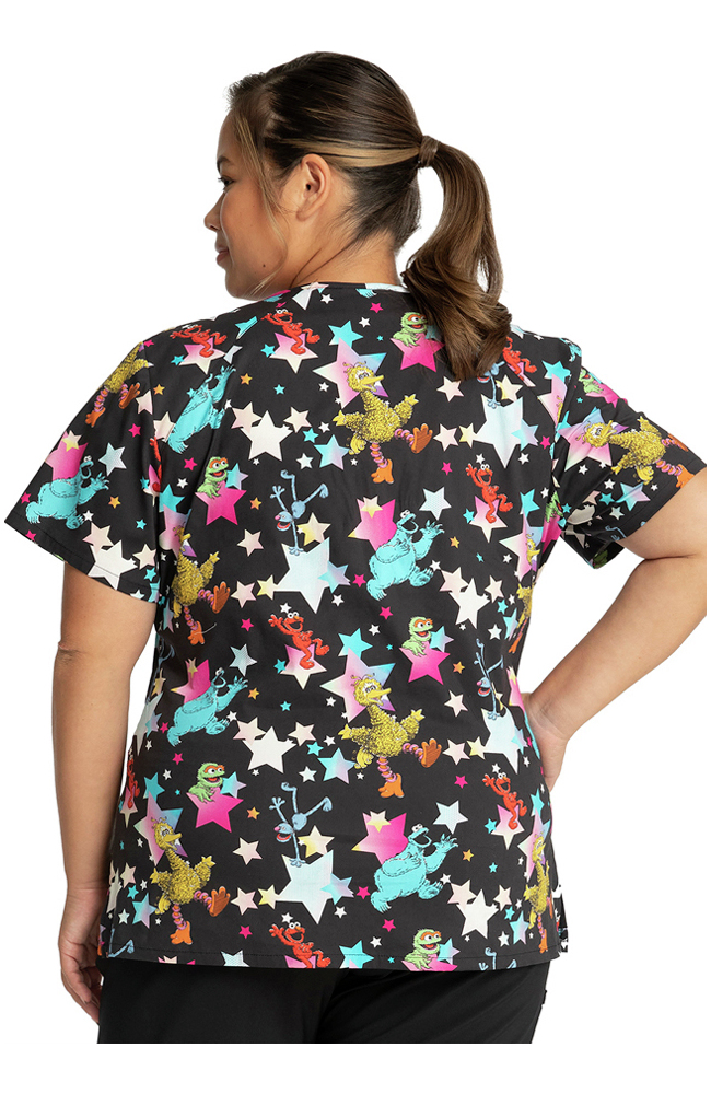 Clearance Women's Stars Of Sesame Print Scrub Top Cherokee Clearance Women's Stars Of Sesame Print Scrub Top -Silverts-shop 2 ck tf659 printclearance 650