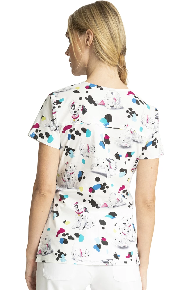 Cherokee Clearance Women's Spots Print Scrub Top - Image 2