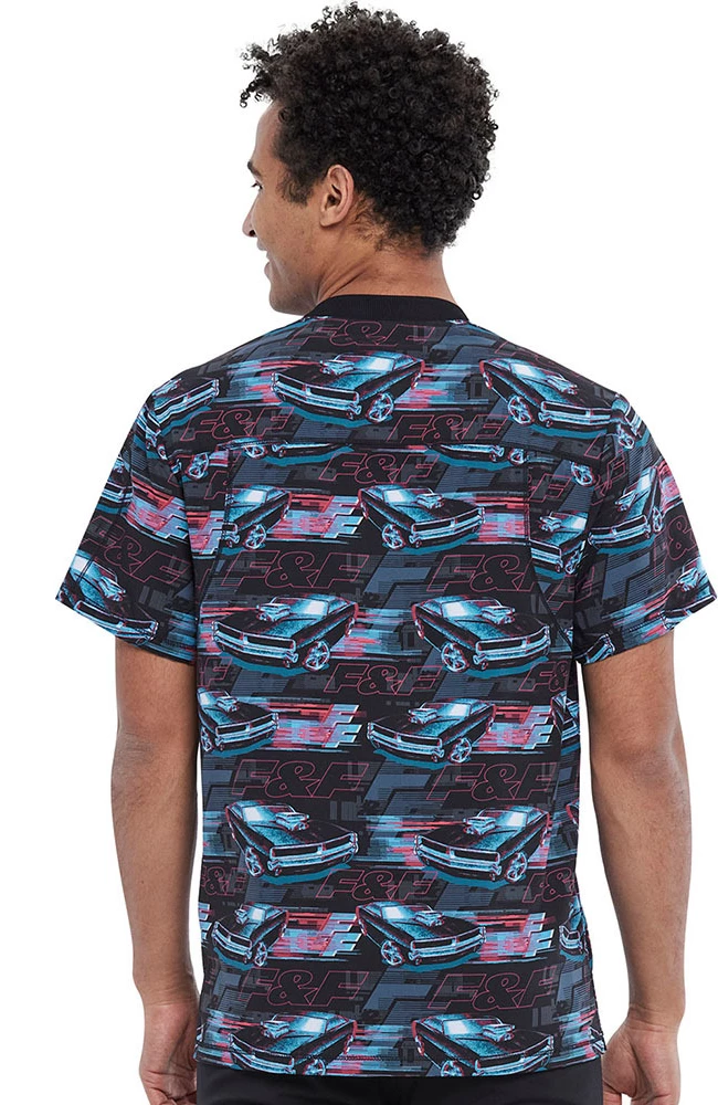Cherokee Clearance Men's Fast And Furious Print Scrub Top - Image 2