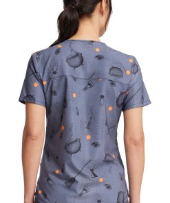 Cherokee Women's Hocus Pocus Print Scrub Top -Silverts-shop 2 ck tf736 print 650 1