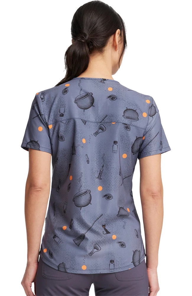 Cherokee Women's Hocus Pocus Print Scrub Top - Image 2