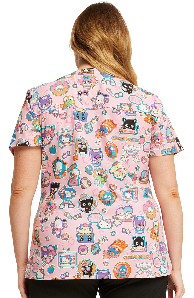 Women's Supercute Stickers Print Scrub Top Cherokee Women's Supercute Stickers Print Scrub Top -Silverts-shop 2 ck tf776 print 650 1