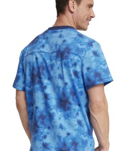 Dickies Men's Tonal Tie Dye Navy Print Scrub Top 3 Dickies Men's Tonal Tie Dye Navy Print Scrub Top -Silverts-shop 2 di dk607 print 650