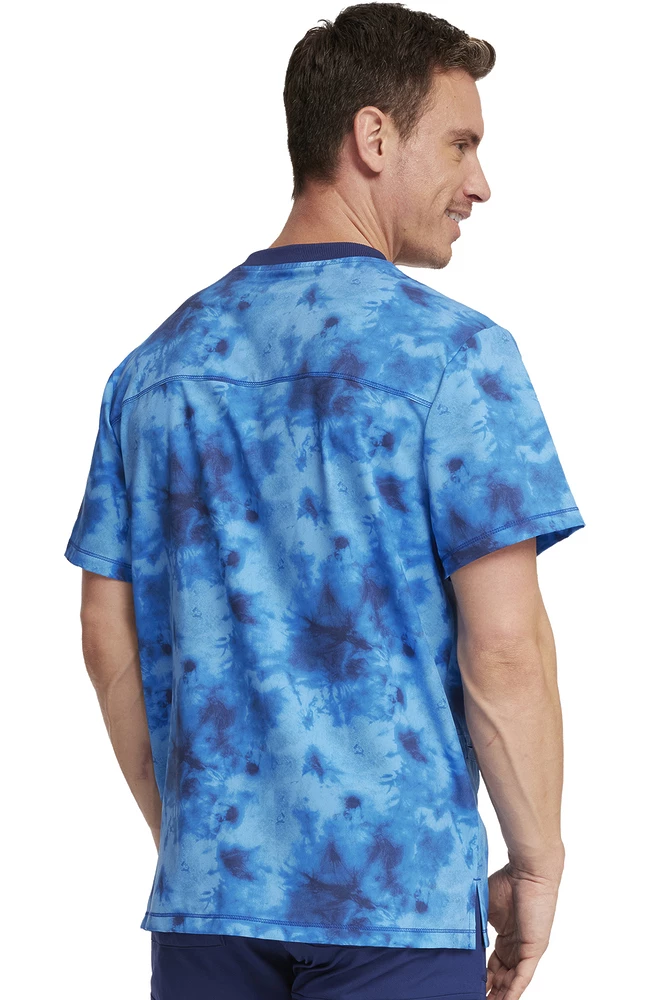 Dickies Men's Tonal Tie Dye Navy Print Scrub Top - Image 2