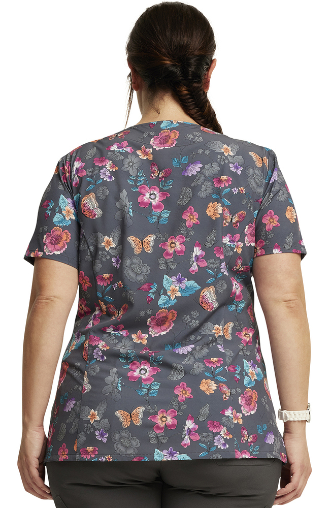 Women's Butterflies Abloom Print Scrub Top Dickies Women's Butterflies Abloom Print Scrub Top -Silverts-shop 2 di dk616 print 650 1