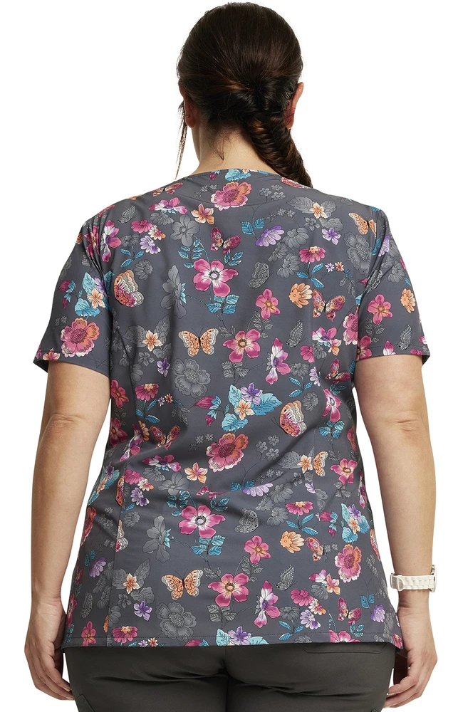 Dickies Women's Butterflies Abloom Print Scrub Top - Image 2