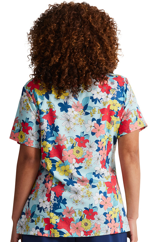 Dickies Women's Blooms So Retro Print Scrub Top 4 Dickies Women's Blooms So Retro Print Scrub Top - Image 2