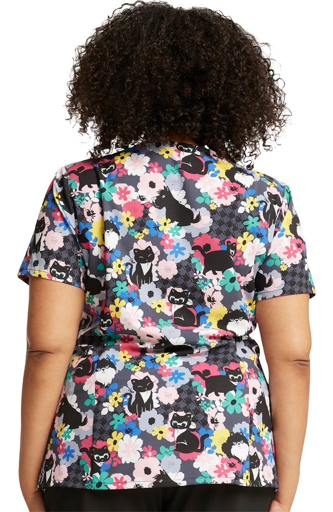 Dickies Women's V-Neck Furever Floral Print Scrub Top - Image 2