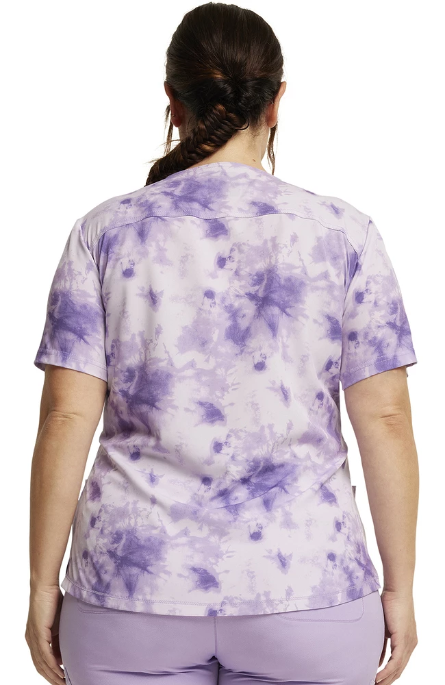 Dickies Women's Tonal Tie Dye Lavender Print Scrub Top - Image 2