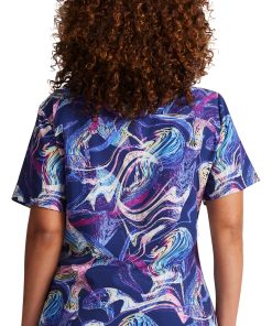Dickies Women's Digital Waves Print Scrub Top -Silverts-shop 2 di dk623 print 650