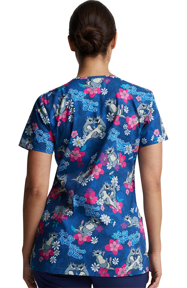 Dickies Clearance Women's Be Kind To Each Otter Print Scrub Top - Image 2