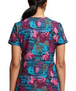 Dickies Women's V-Neck Falling Foliage Print Scrub Top -Silverts-shop 2 di dk717 print 650 3