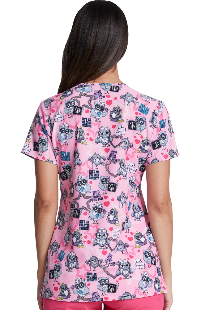 Dickies Clearance Women's Hoo Cares For You Print Scrub Top - Image 2