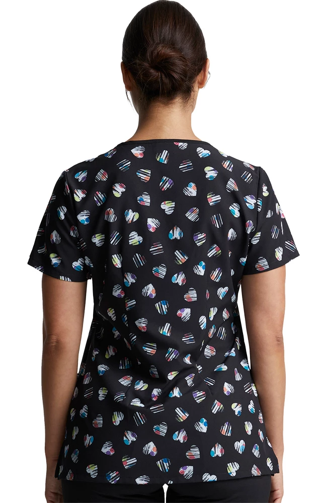 Dickies Clearance Women's Love U Dots Print Scrub Top - Image 2