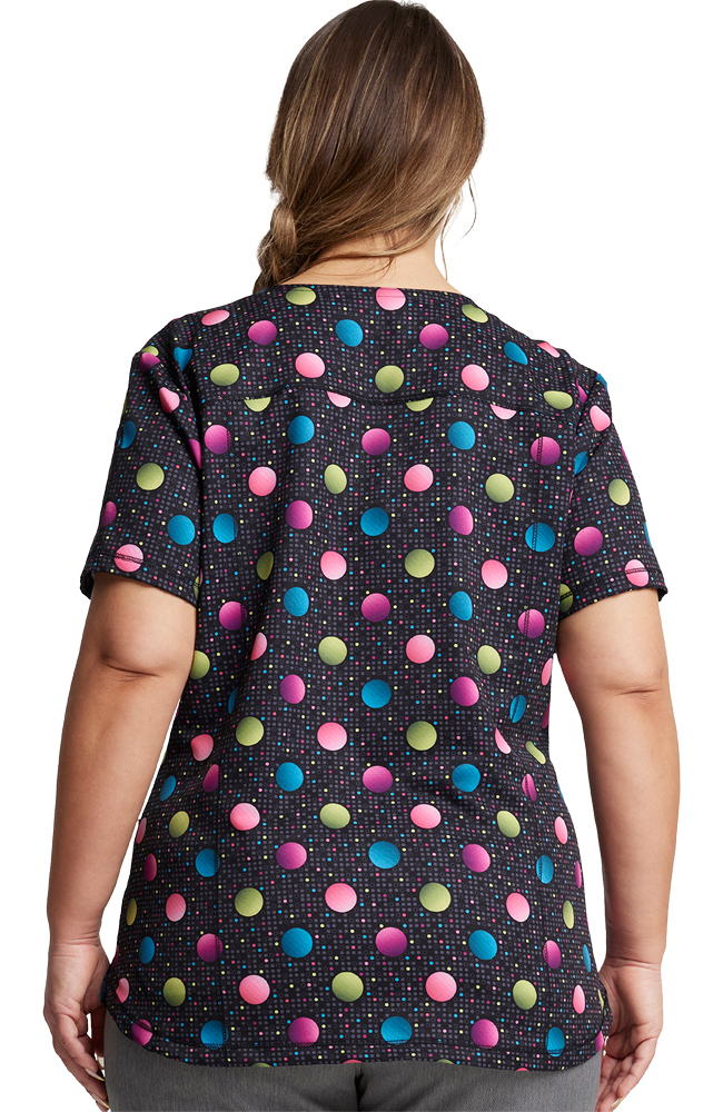 Women's V-Neck Dot's Poppin' Print Scrub Top Dickies Women's V-Neck Dot's Poppin' Print Scrub Top -Silverts-shop 2 di dk731 print 650