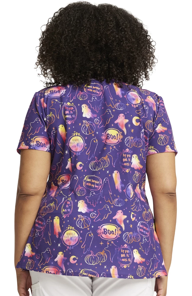 Dickies Women's V-Neck Hanging With My Boo Print Scrub Top - Image 2