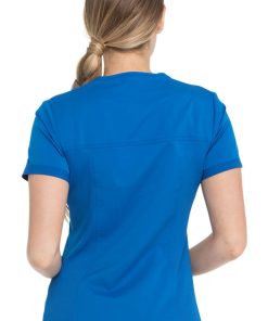 Dickies Women's V-Neck Rib Knit Panel Solid Scrub Top -Silverts-shop 2 di dk870 650