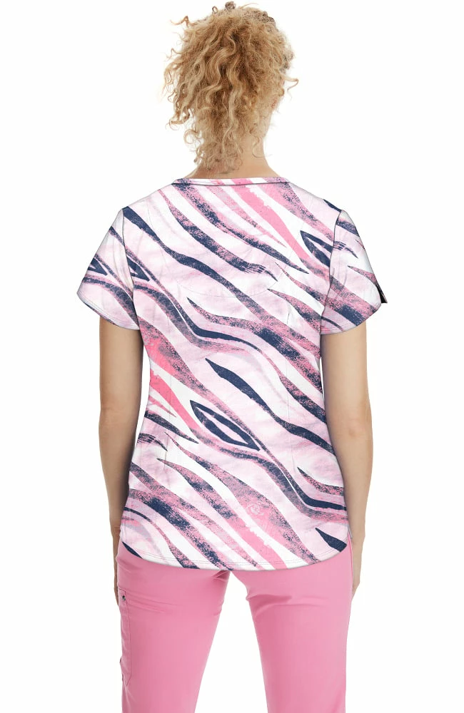 Healing Hands Clearance Women's Isabel Wild Stripes Print Scrub Top - Image 2