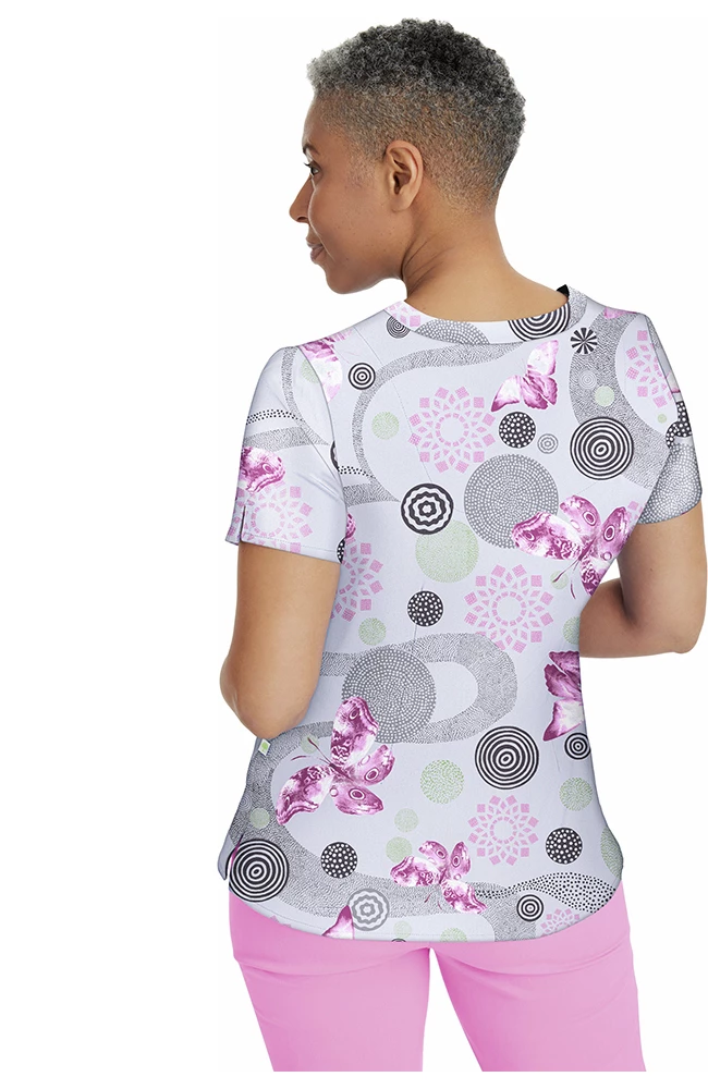 Healing Hands Clearance Women's Amanda Delightful Spirit Print Scrub Top - Image 2