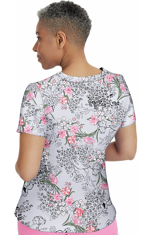 Healing Hands Clearance Women's Amanda Wild Flower Print Scrub Top - Image 2