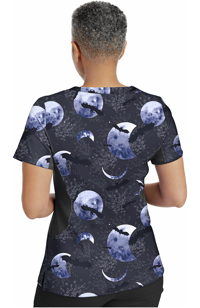 Clearance Women's Jessi Y-Neck Wicked Moon Print Scrub Top Healing Hands Clearance Women's Jessi Y-Neck Wicked Moon Print Scrub Top -Silverts-shop 2 hh 2270 printclearance 650 4