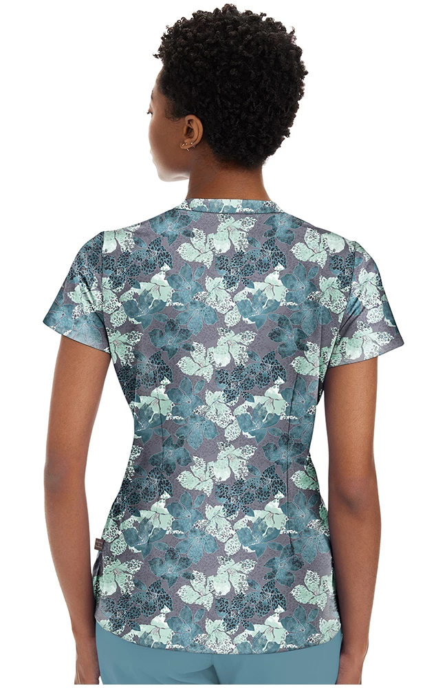 Healing Hands Clearance Women's Ivy Tiger Lily Print Scrub Top - Image 2