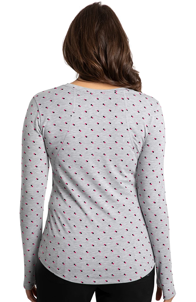 Healing Hands Clearance Women's Mackenzie Pink & Heathered Geo Print Underscrub - Image 2