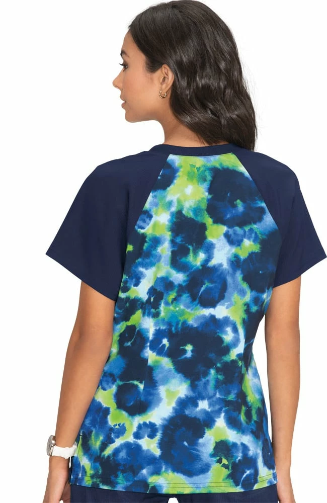 Koi Clearance Women's Journey Cheetah Tie Dye Green Tea Print Scrub Top - Image 2