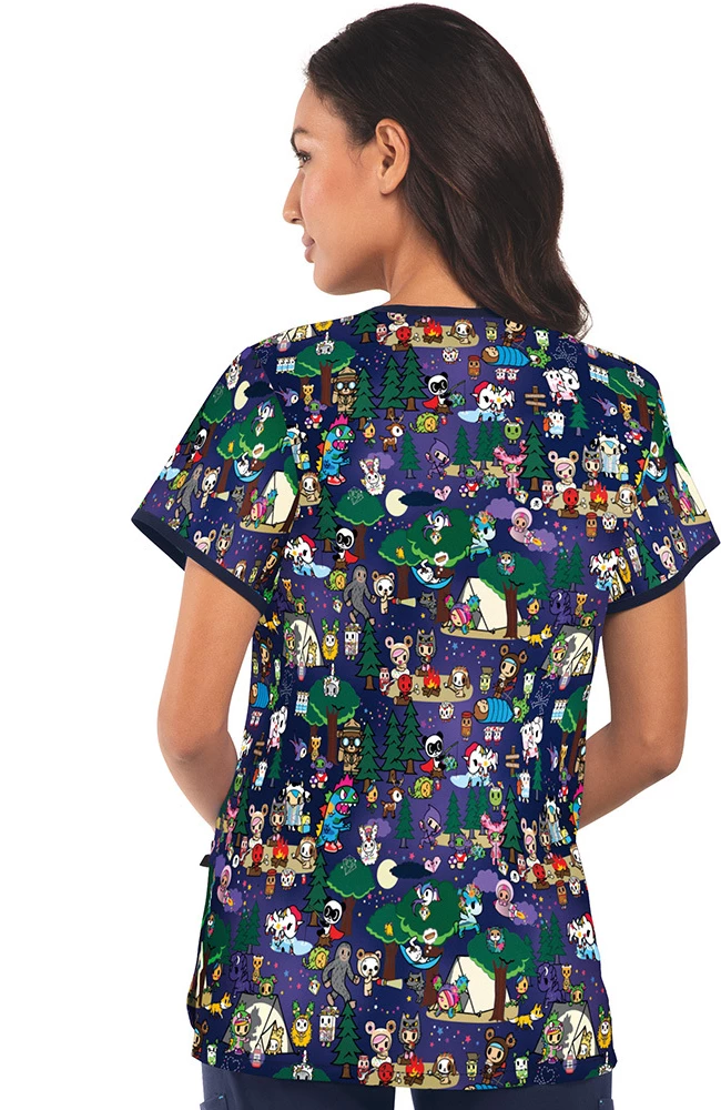 Koi Clearance Women's Eve Summer Camp Print Scrub Top - Image 2