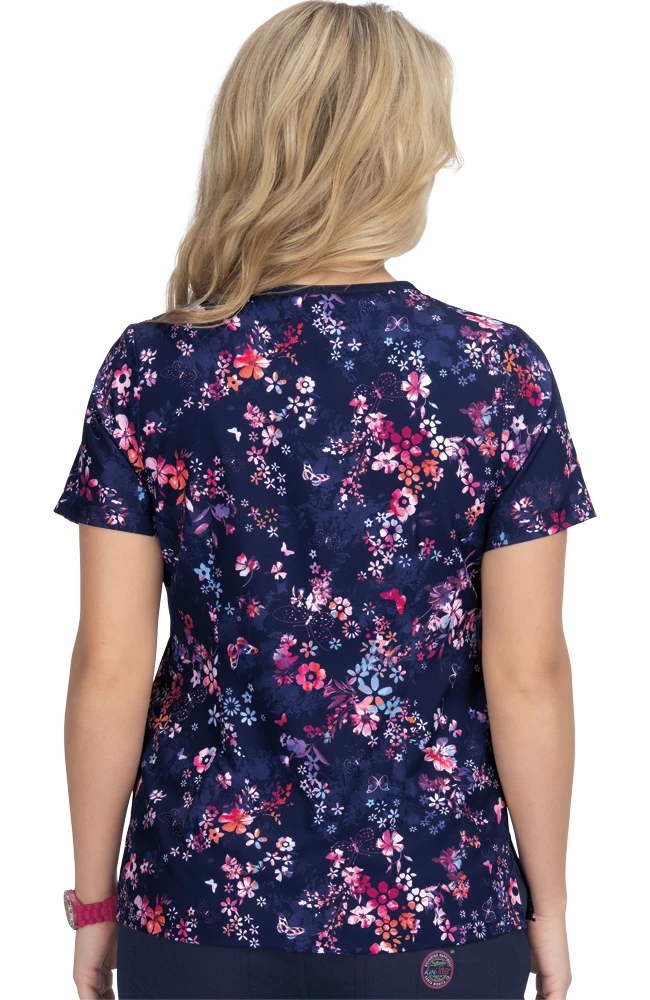 Koi Clearance Women's Lola Keyhole Neck Butterfly Dream Print Scrub Top - Image 2