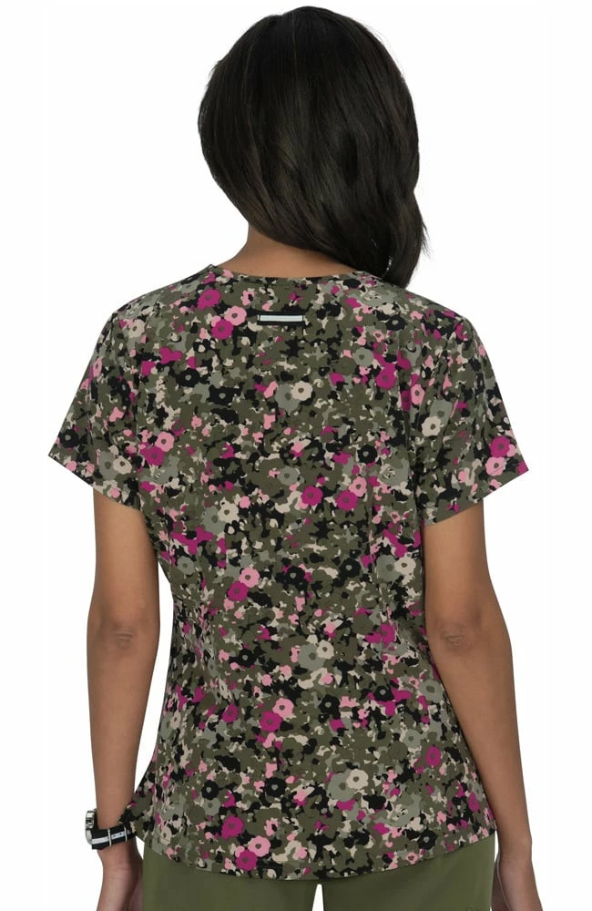 Koi Clearance Women's Early Energy Dainty Camo Print Scrub Top - Image 2