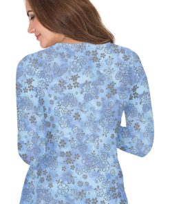 Koi Women's Presley Flower Shower True Ceil Burnout Print Underscrub T-Shirt -Silverts-shop 2 ko 1061pr print 650 2