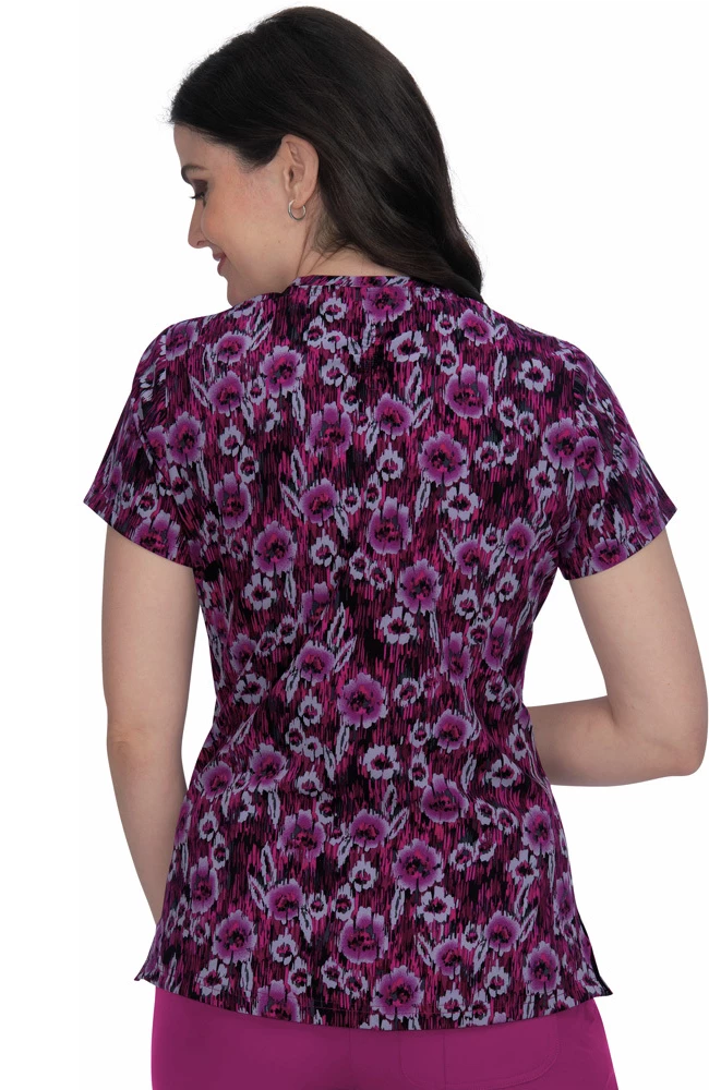 Koi Clearance Women's Align Impressionist Flowers Print Scrub Top - Image 2