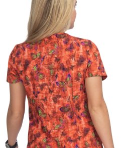 Koi Clearance Women's Aurora Desert Butterfly Print Scrub Top -Silverts-shop 2 ko 1066pr printclearance 650 1