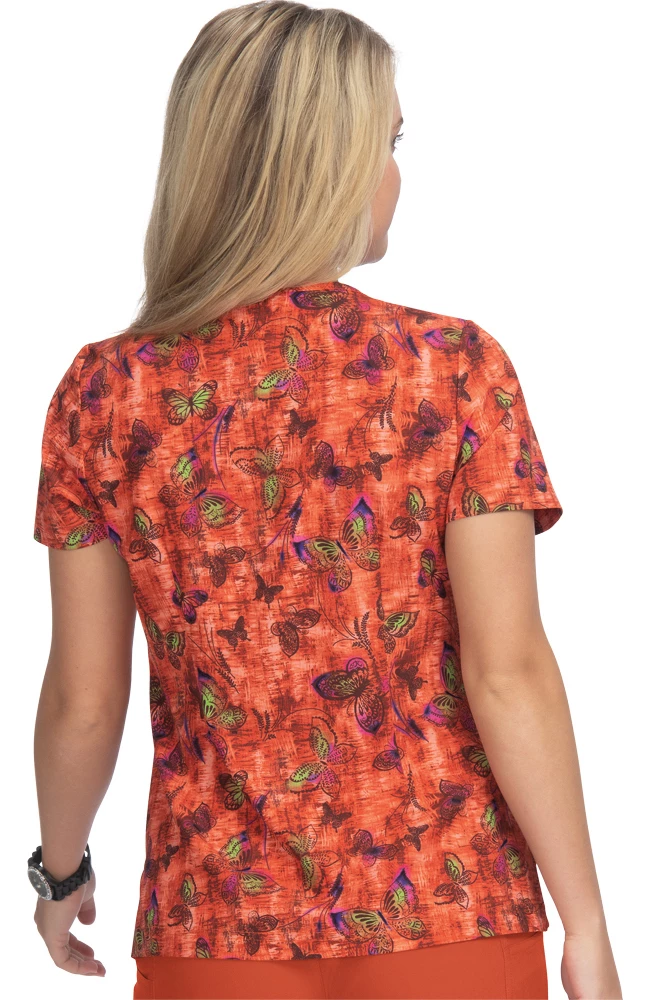 Koi Clearance Women's Aurora Desert Butterfly Print Scrub Top - Image 2