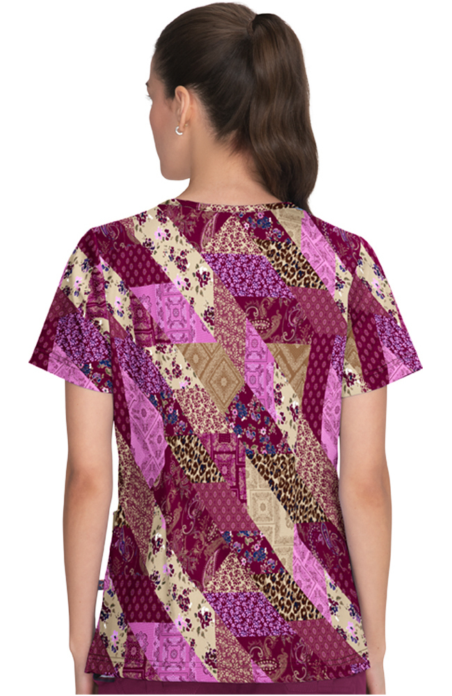 Women's Leia Patched With Love Print Scrub Top Koi Women's Leia Patched With Love Print Scrub Top -Silverts-shop 2 ko 1084pr print 650