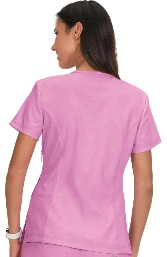 Koi Clearance Women's Philosophy Mock Wrap Side Zipper Solid Scrub Top - Image 2