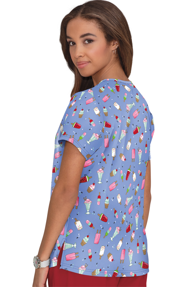 Clearance Women's Leslie Sweet Tooth Print Scrub Top Koi Clearance Women's Leslie Sweet Tooth Print Scrub Top -Silverts-shop 2 ko 384pr printclearance 650 3