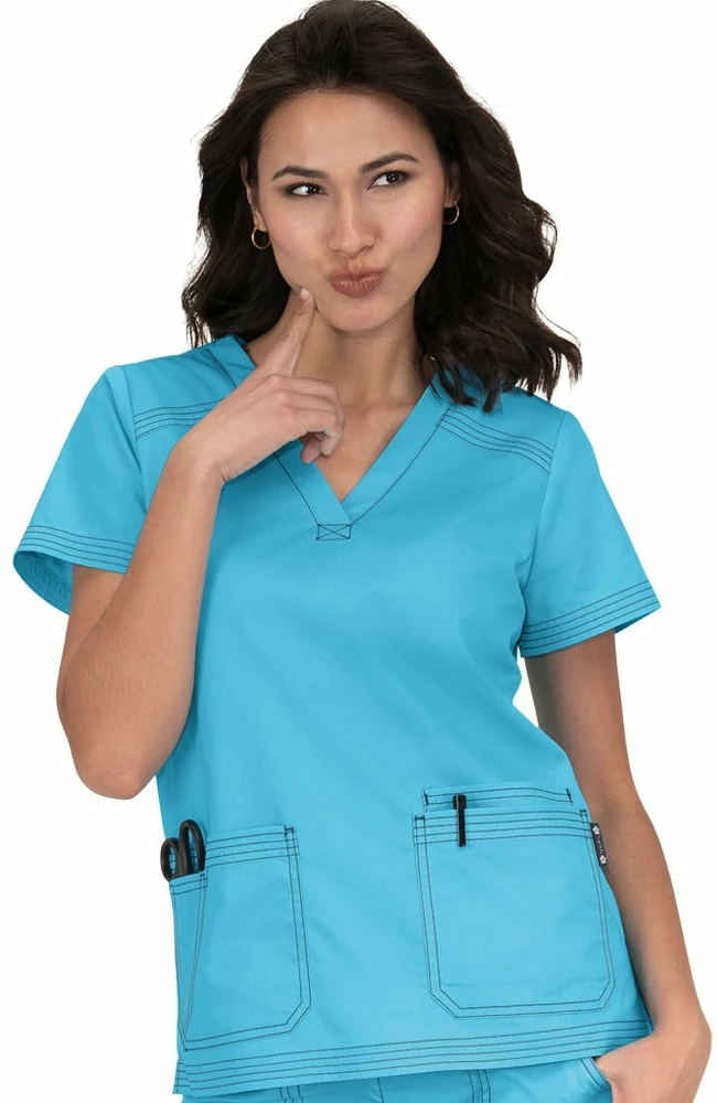 Koi Clearance Women's Kyra V-Neck Solid Scrub Top - Image 2