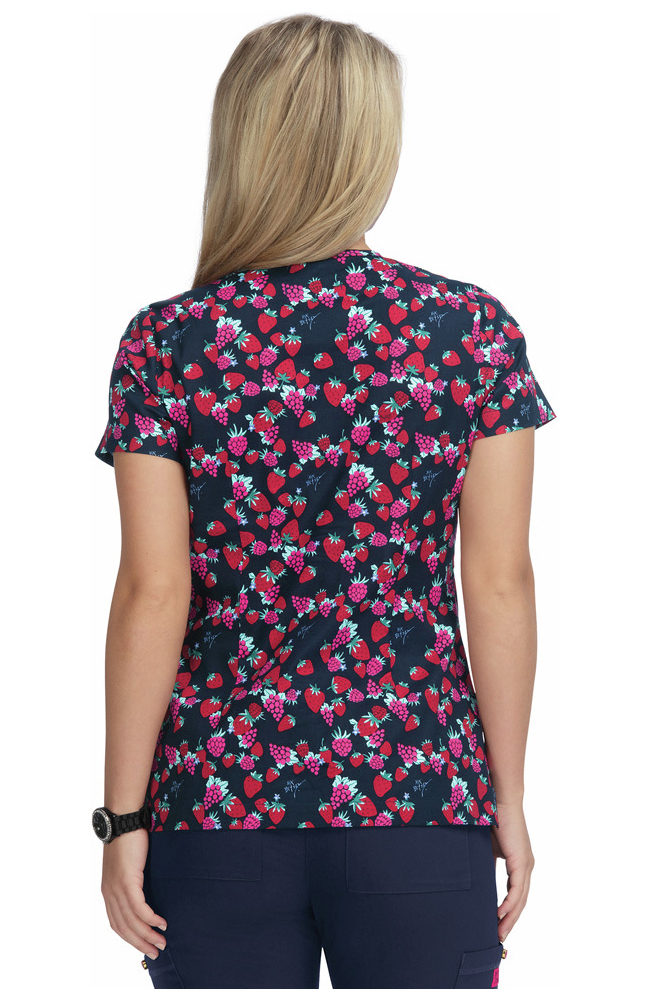 Clearance Women's Bell Berry Burst Print Scrub Top Koi Clearance Women's Bell Berry Burst Print Scrub Top -Silverts-shop 2 ko b120pr printclearance 650 2