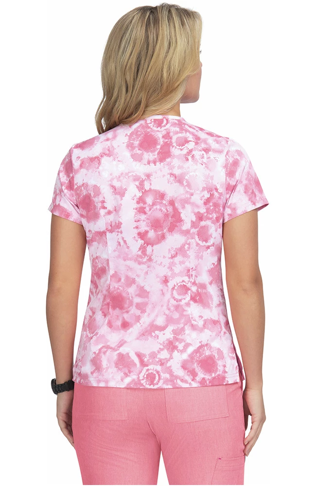 Koi Clearance Women's Leslie Dreamscape Pink Print Scrub Top - Image 2
