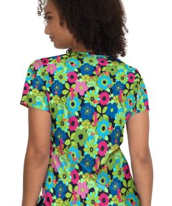 Koi Women's Lulu V-Neck Sea Horse Print Scrub Top -Silverts-shop 2 ko f100pr print 650