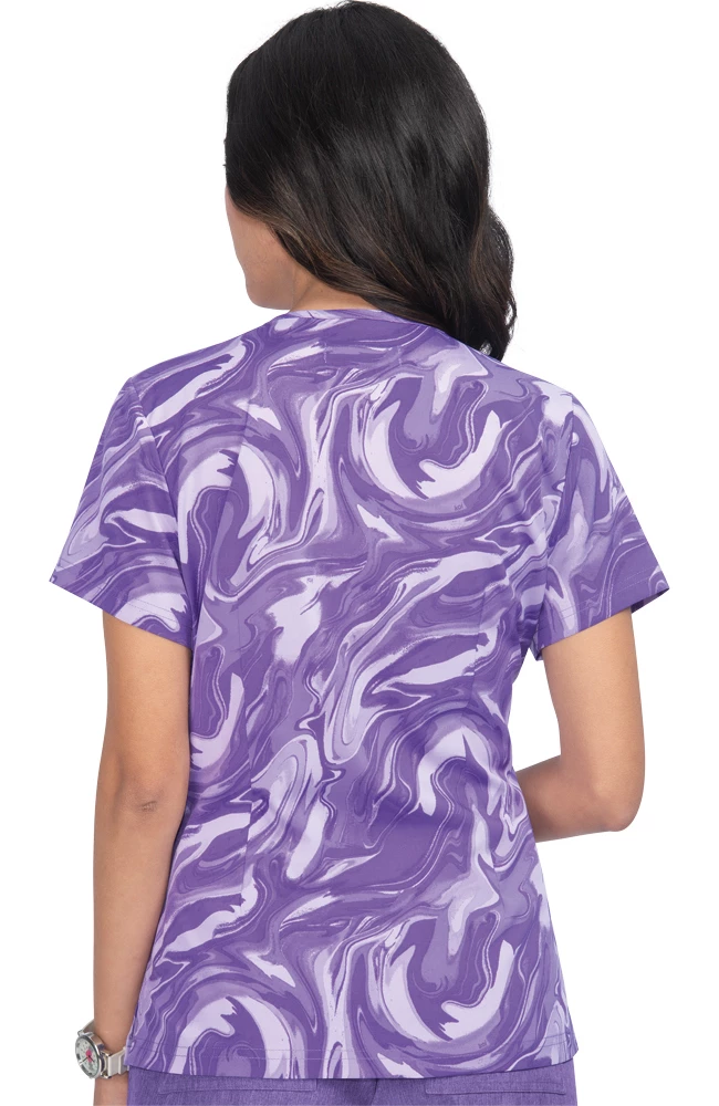 Koi Clearance Women's Leslie Marble Print Scrub Top - Image 2