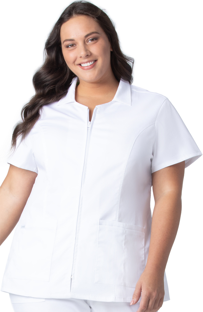 Women's Collared Zip Front Solid Scrub Top Landau Women's Collared Zip Front Solid Scrub Top -Silverts-shop 2 ln 4173prv 650